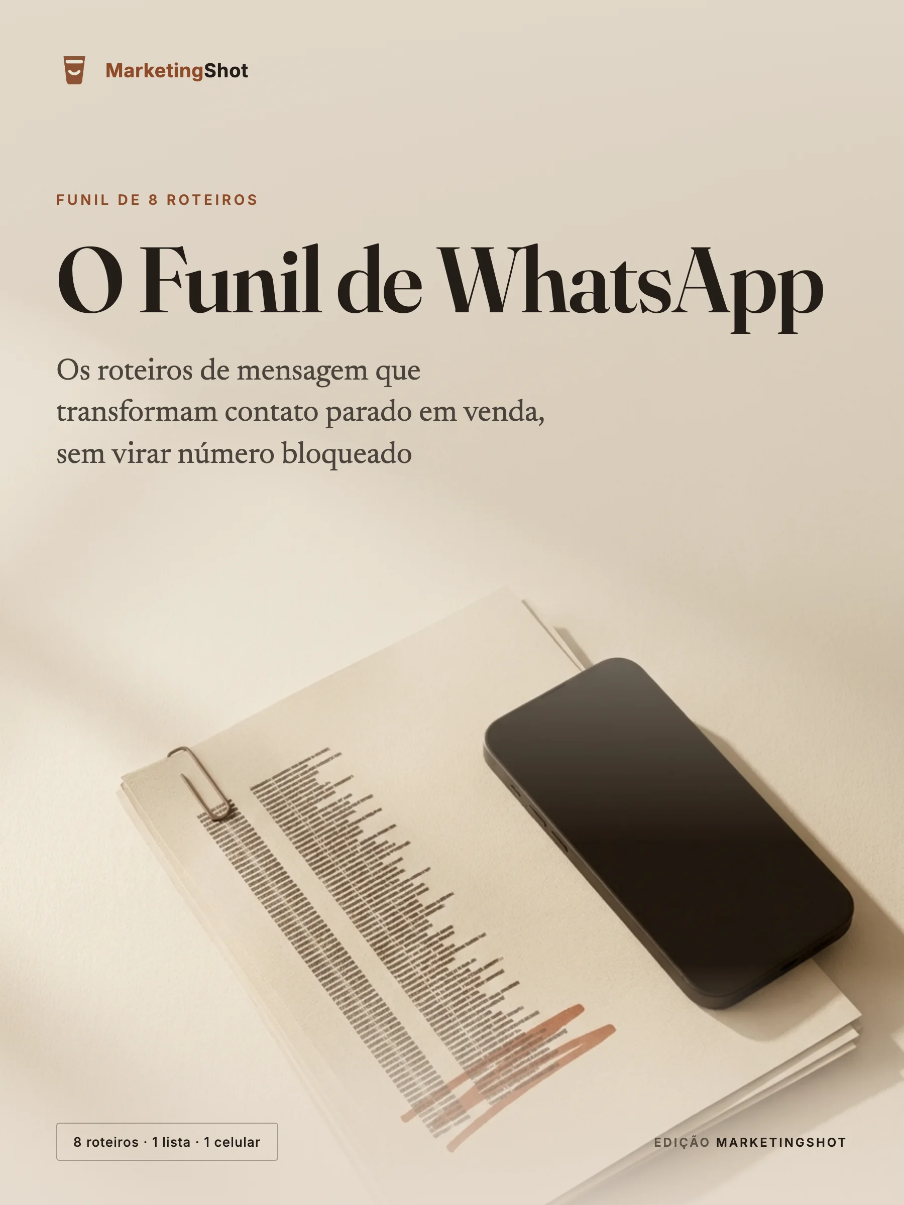 Capa do guia O Funil de WhatsApp, da MarketingShot